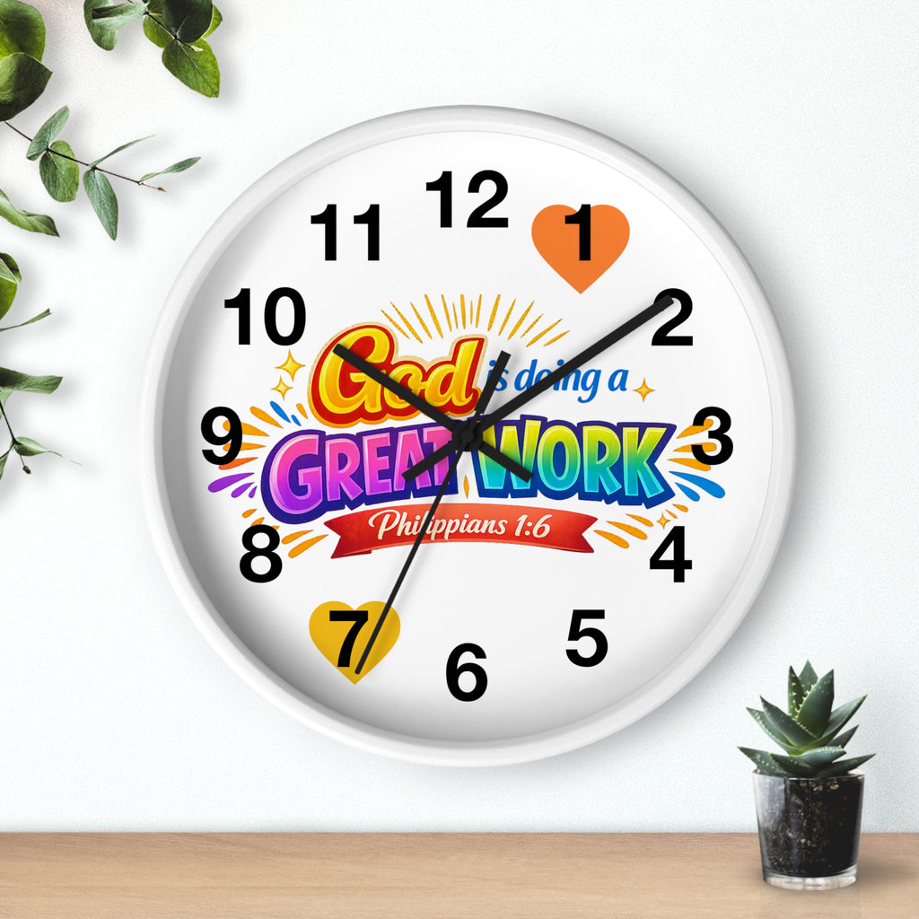 Wall Clock — "God Is Doing a Great Work" Philippians 1:6 Inspirational Christian Clock