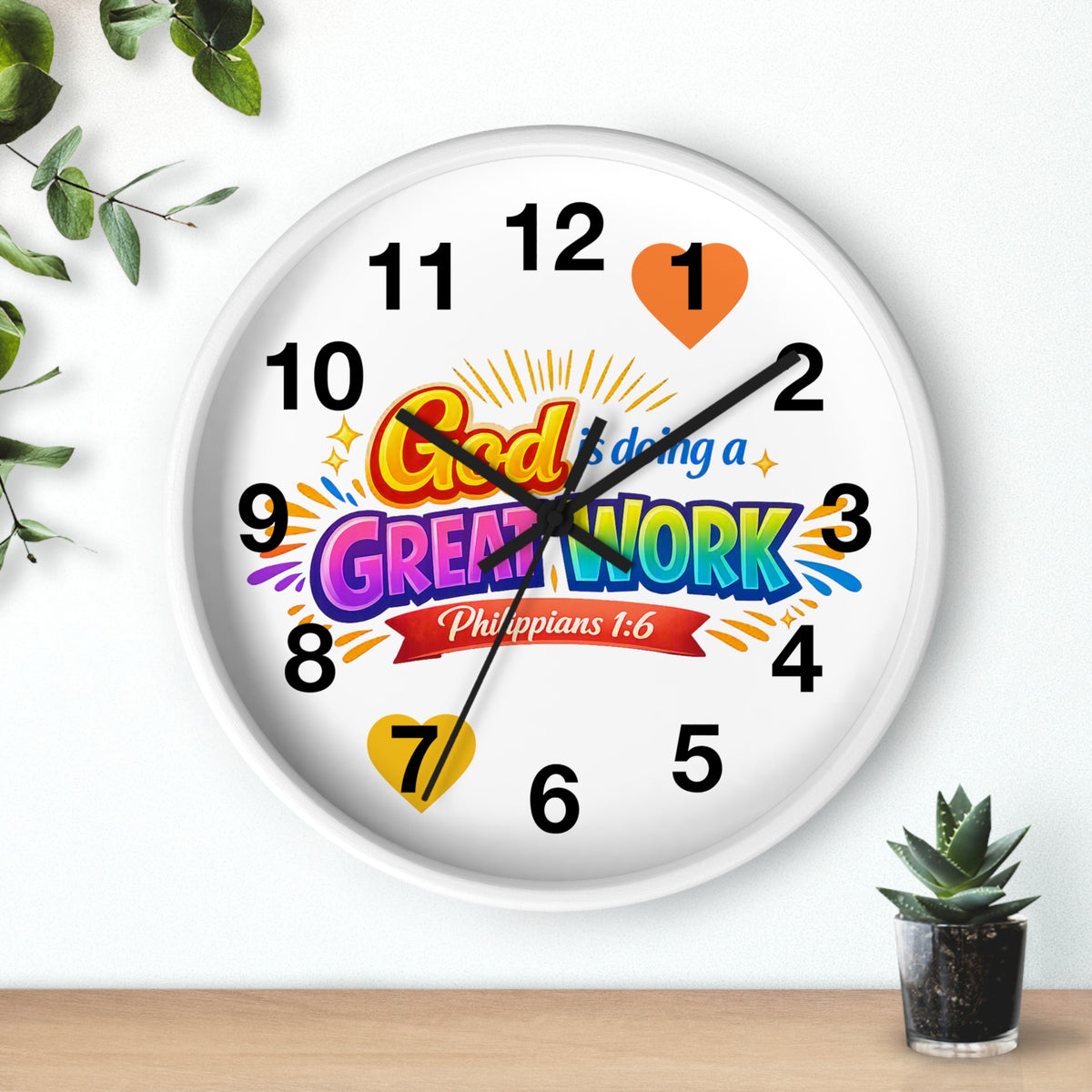 Wall Clock — "God Is Doing a Great Work" Philippians 1:6 Inspirational Christian Clock