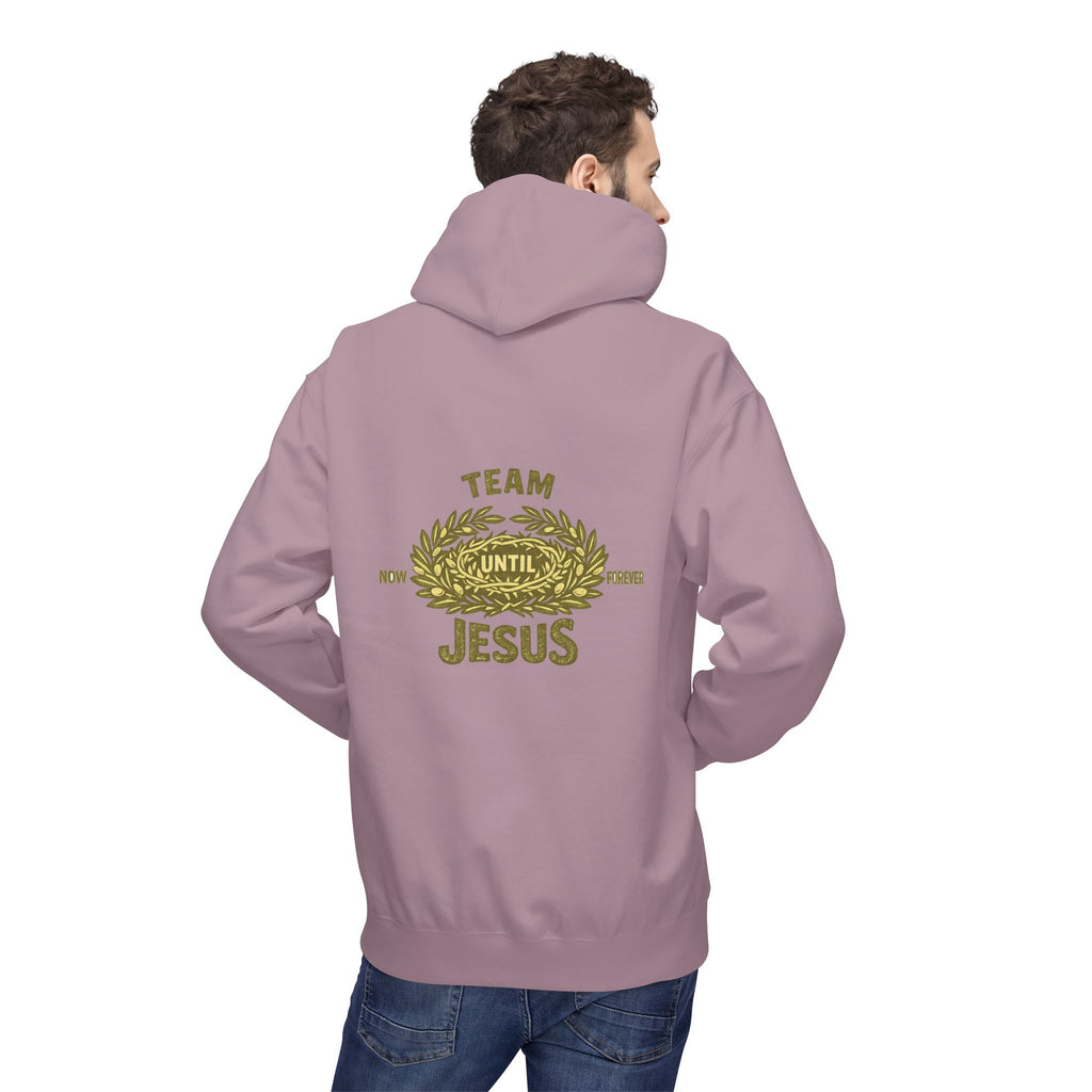 Christian Hoodie - "Team Jesus: Now Until Forever" Gold Laurel Pullover