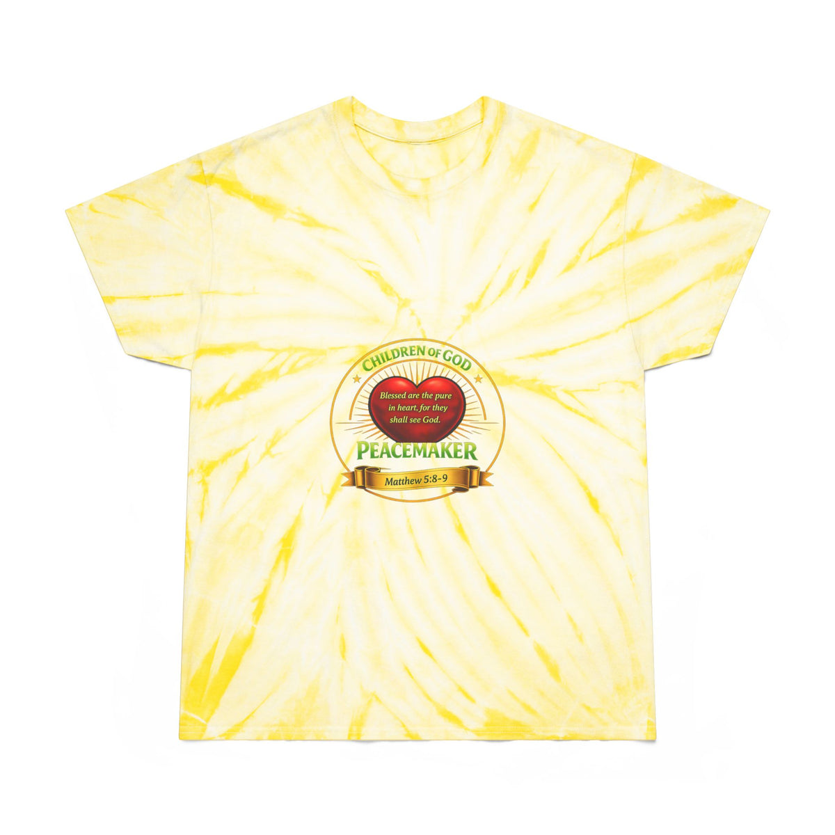 Tie-Dye T-Shirt — Yellow Cyclone Peacemaker Design (Children of God)