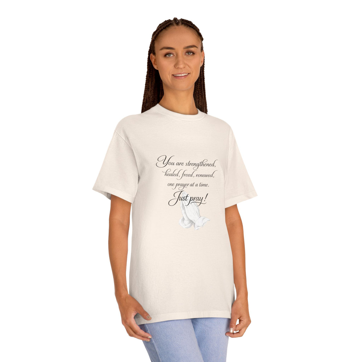 Prayer Hands Tee — "Just Pray" Inspirational Christian T-Shirt