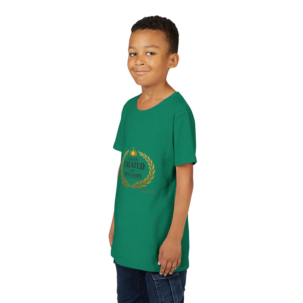 Youth Tee — "I Was Created For Your Glory" Inspirational Christian Kids Shirt