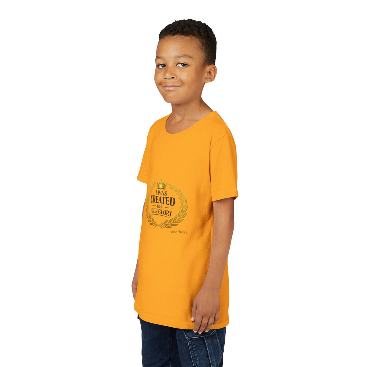 Youth Tee — "I Was Created For Your Glory" Inspirational Christian Kids Shirt