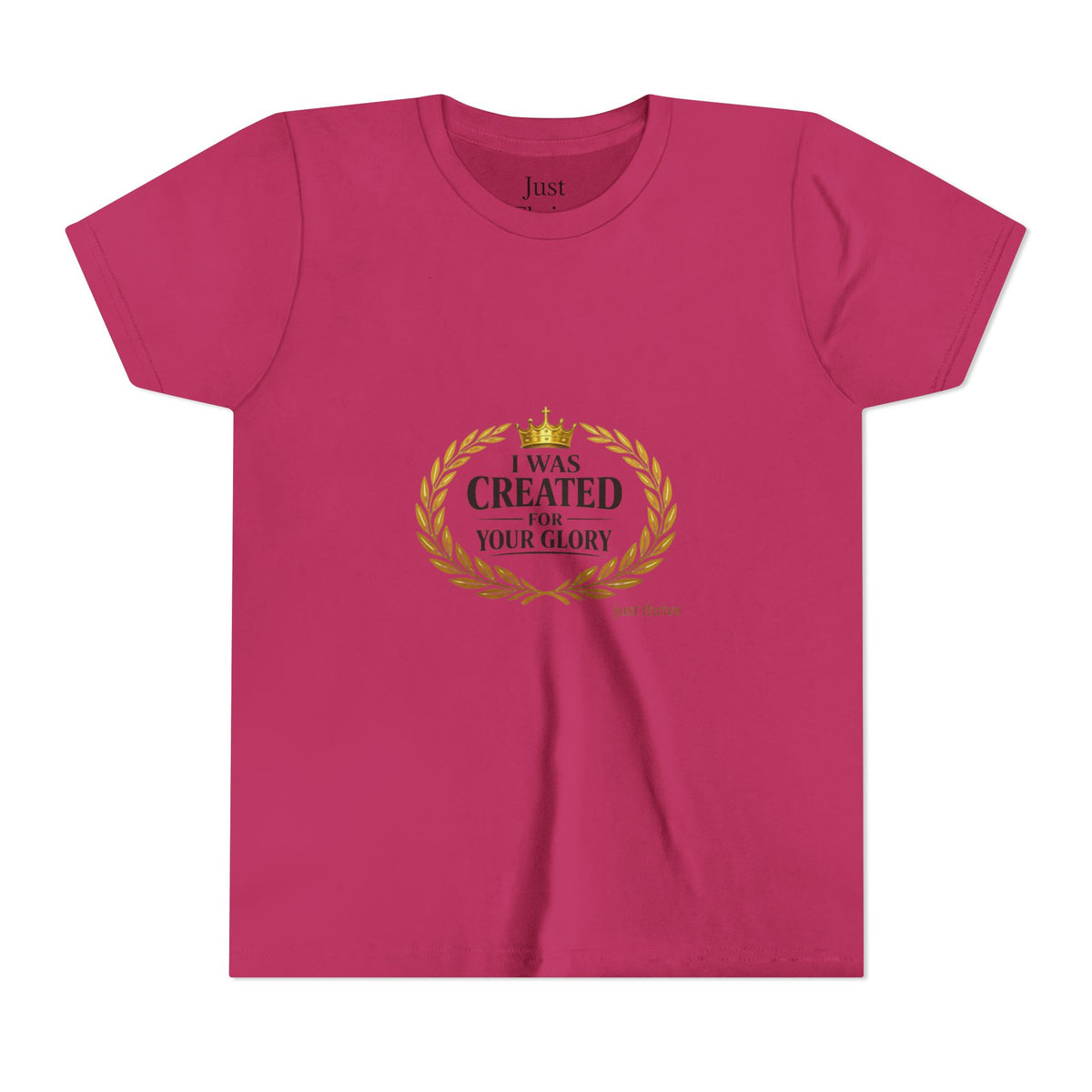 Youth Tee — "I Was Created For Your Glory" Inspirational Christian Kids Shirt