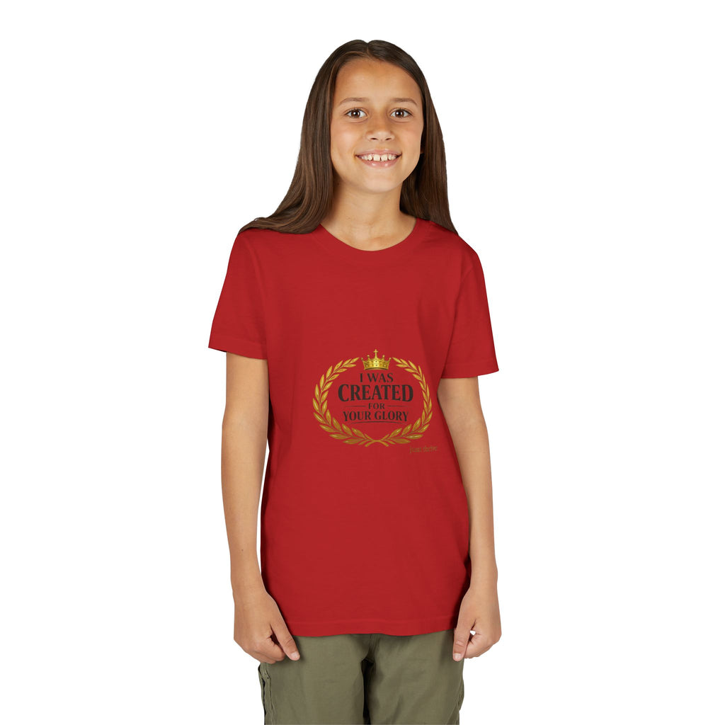 Youth Tee — "I Was Created For Your Glory" Inspirational Christian Kids Shirt