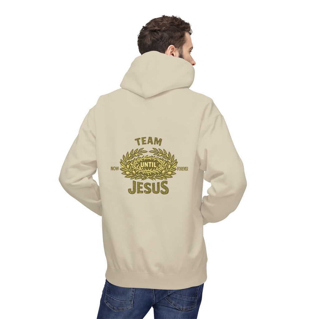 Christian Hoodie - "Team Jesus: Now Until Forever" Gold Laurel Pullover